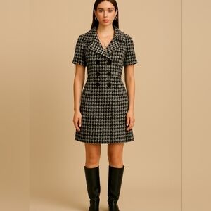 Womens Alexandra Bartlett black/white houndstooth wrap sweater classic